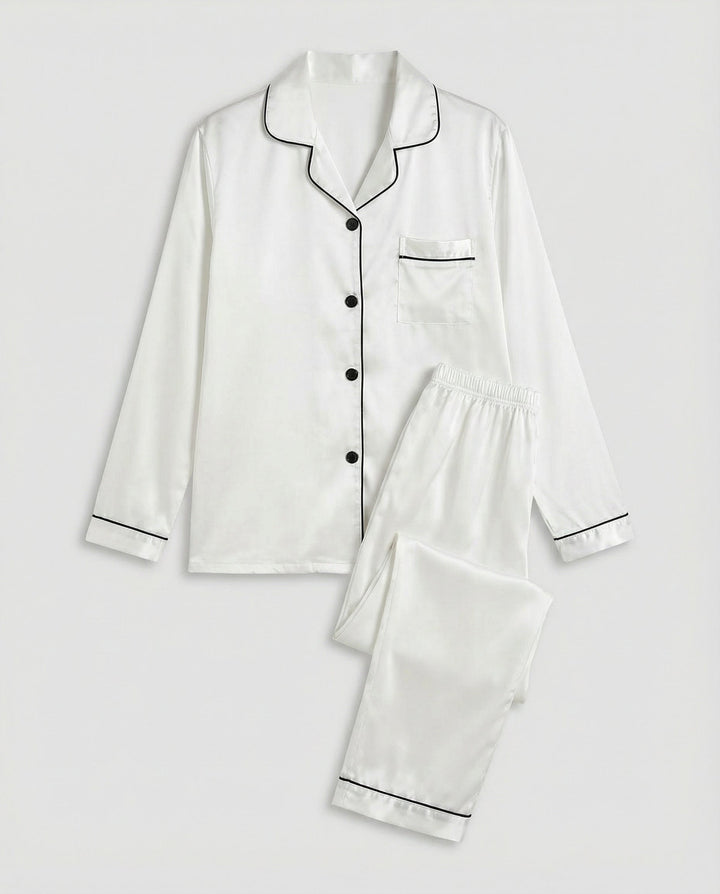 Elegantes Damen Satin-Pyjamaset