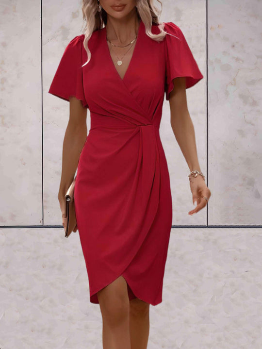 Klassisches Wickelkleid Mit Eleganter V-Ausschnitt