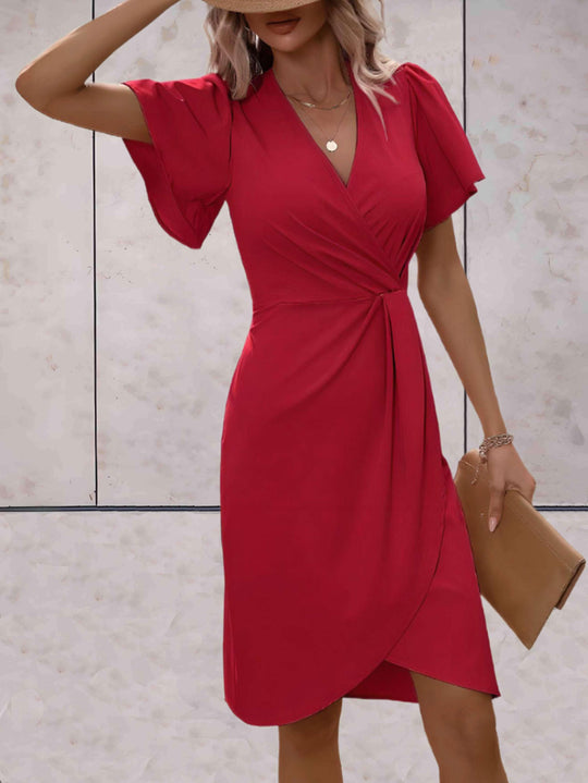 Klassisches Wickelkleid Mit Eleganter V-Ausschnitt