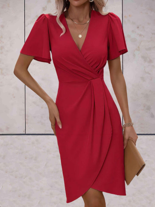 Klassisches Wickelkleid Mit Eleganter V-Ausschnitt
