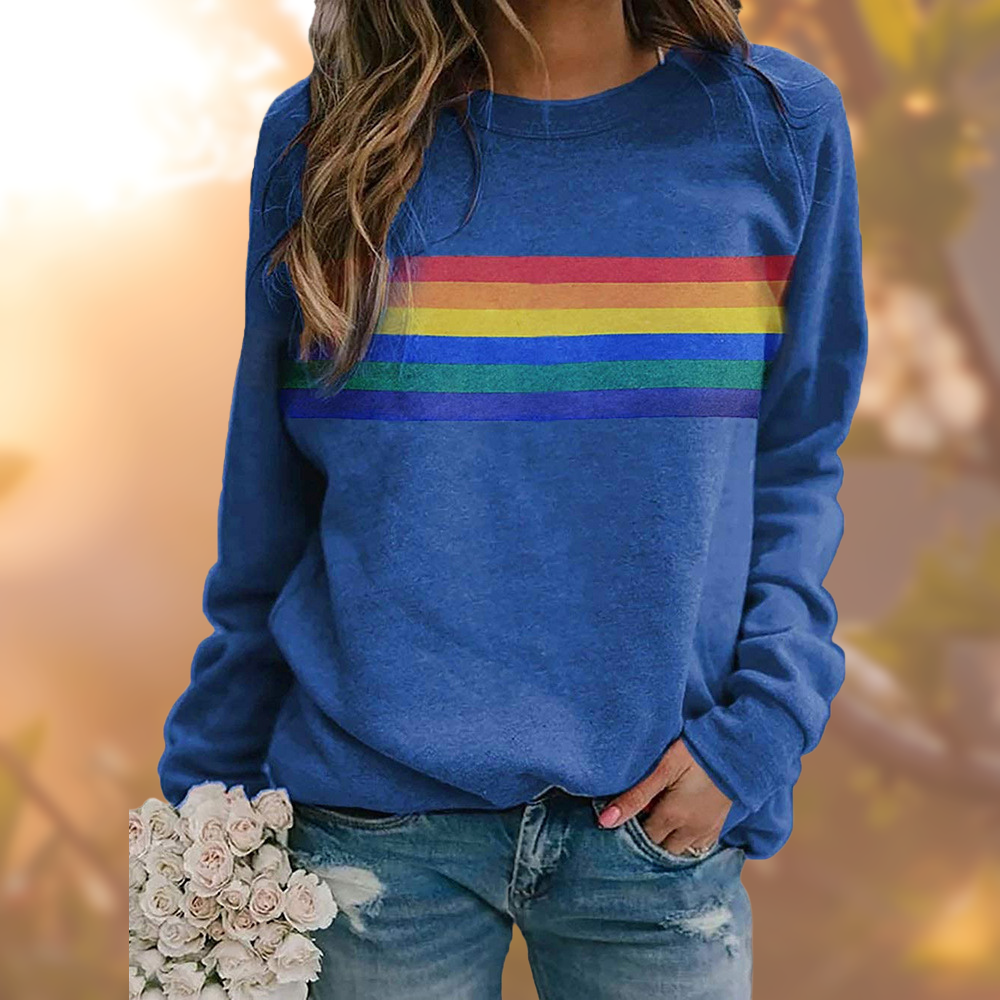 Weicher Baumwollpullover Mit Regenbogenstreifen - Vittorelli