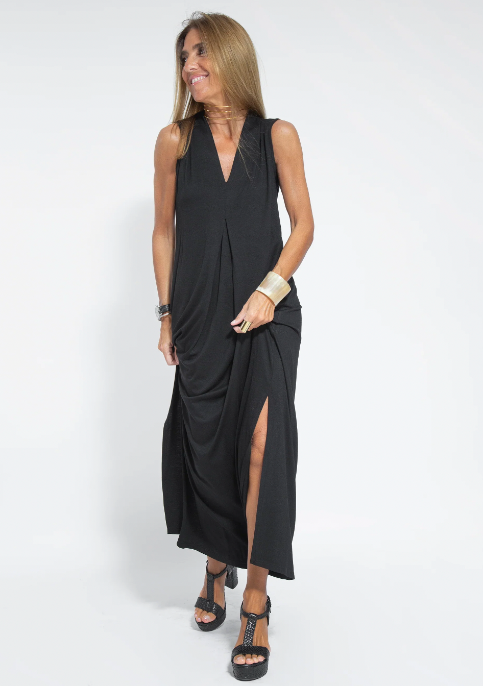 Set mit Langem, Schlank Machendem Kleid und Weste