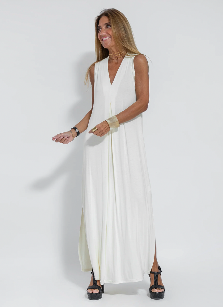 Set mit Langem, Schlank Machendem Kleid und Weste
