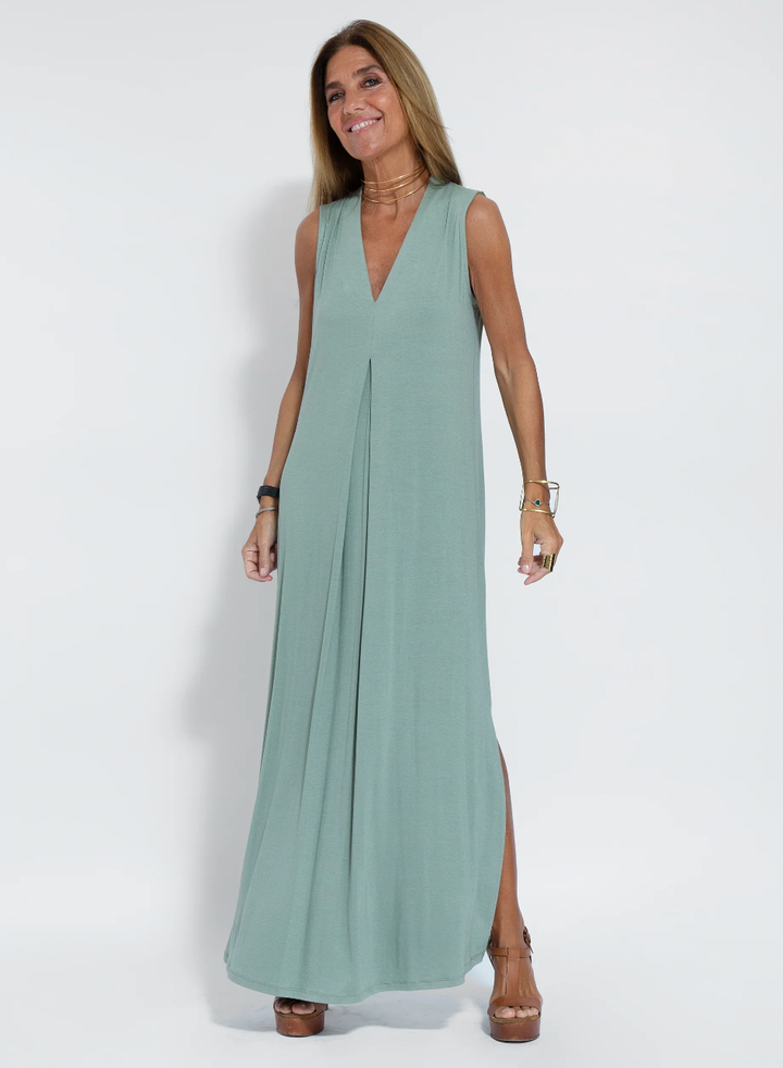Set mit Langem, Schlank Machendem Kleid und Weste