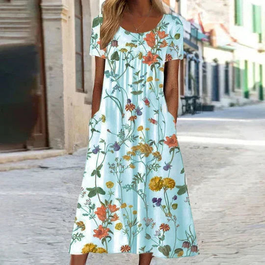 Blumiges Midi Elegante Sommerkleider Damen