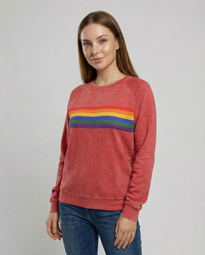 Weicher Regenbogen Pullover Damen