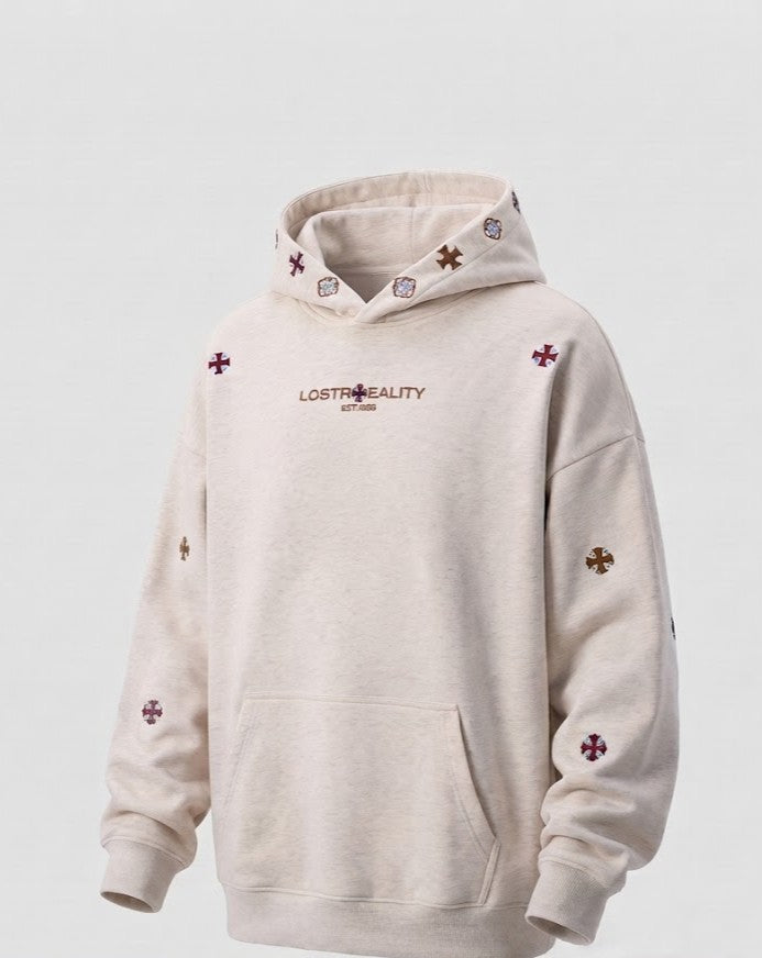 Herren Oversize-Kapuzenpullover aus schwerer Baumwollmischung mit gesticktem Logo Nord Taschen
