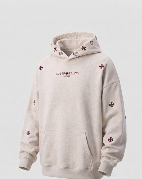Herren Oversize-Kapuzenpullover aus schwerer Baumwollmischung mit gesticktem Logo Nord Taschen