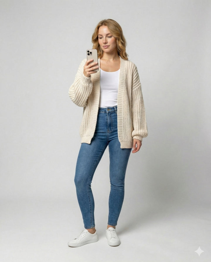 Bequeme Strickjacke Damen Langarm