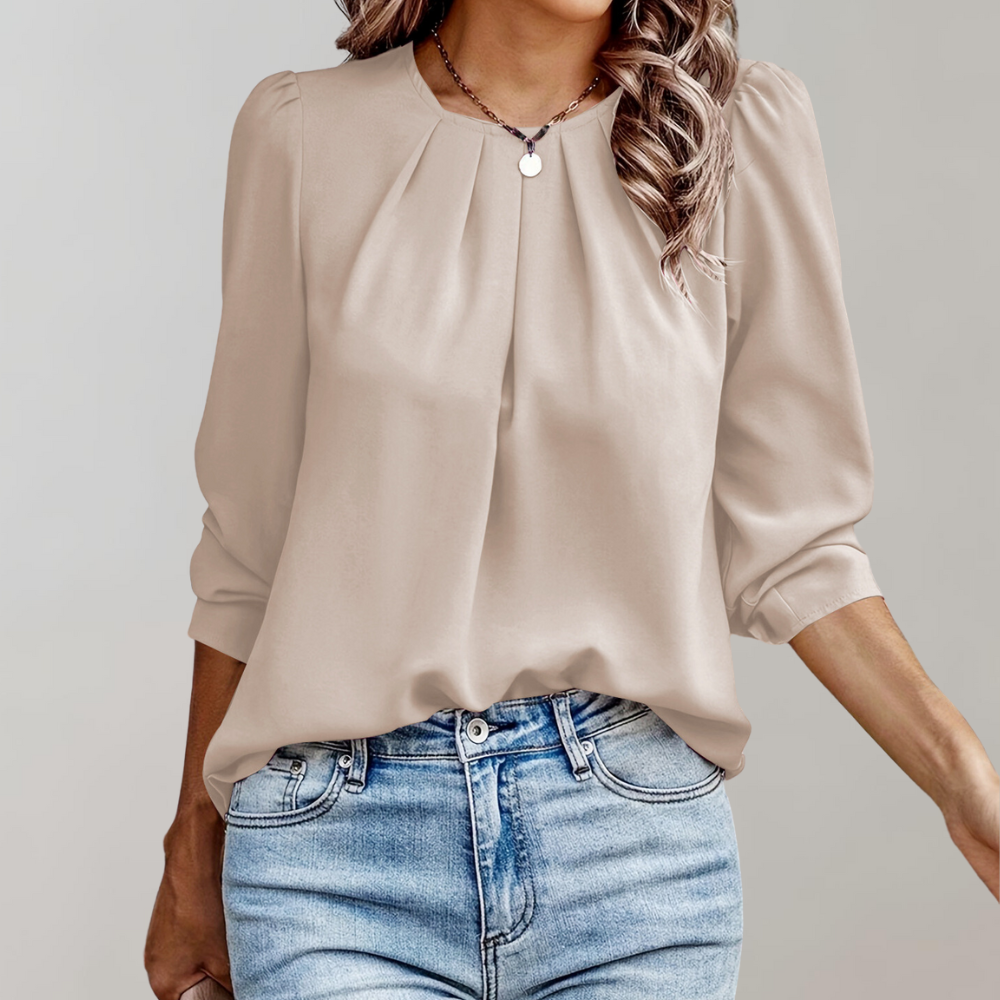 Damenbluse mit Falten und Puffärmeln