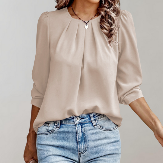 Damenbluse mit Falten und Puffärmeln