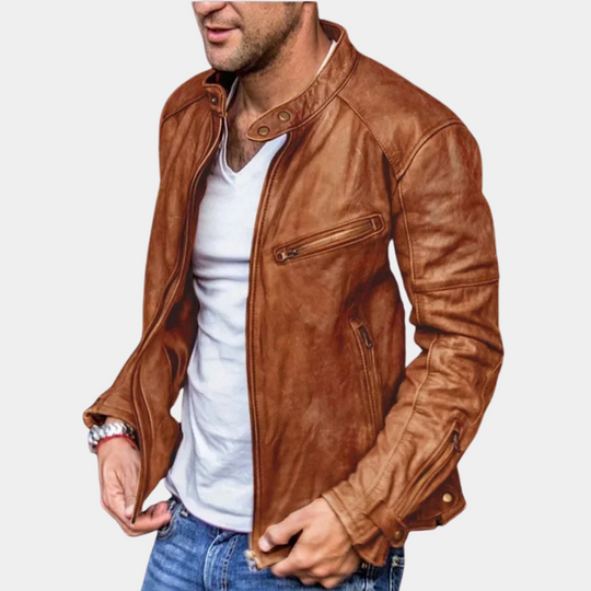 Nord Taschen | Klassische Wetterfeste Lederjacke für Männer