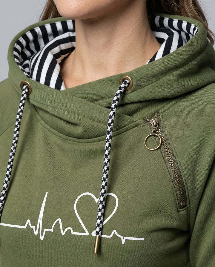 Heartbeat Lässiger Kapuzenpullover Damen