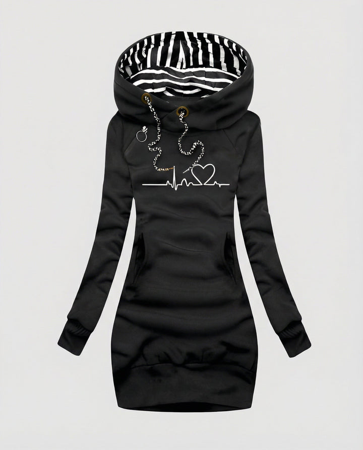 Heartbeat Lässiger Kapuzenpullover Damen