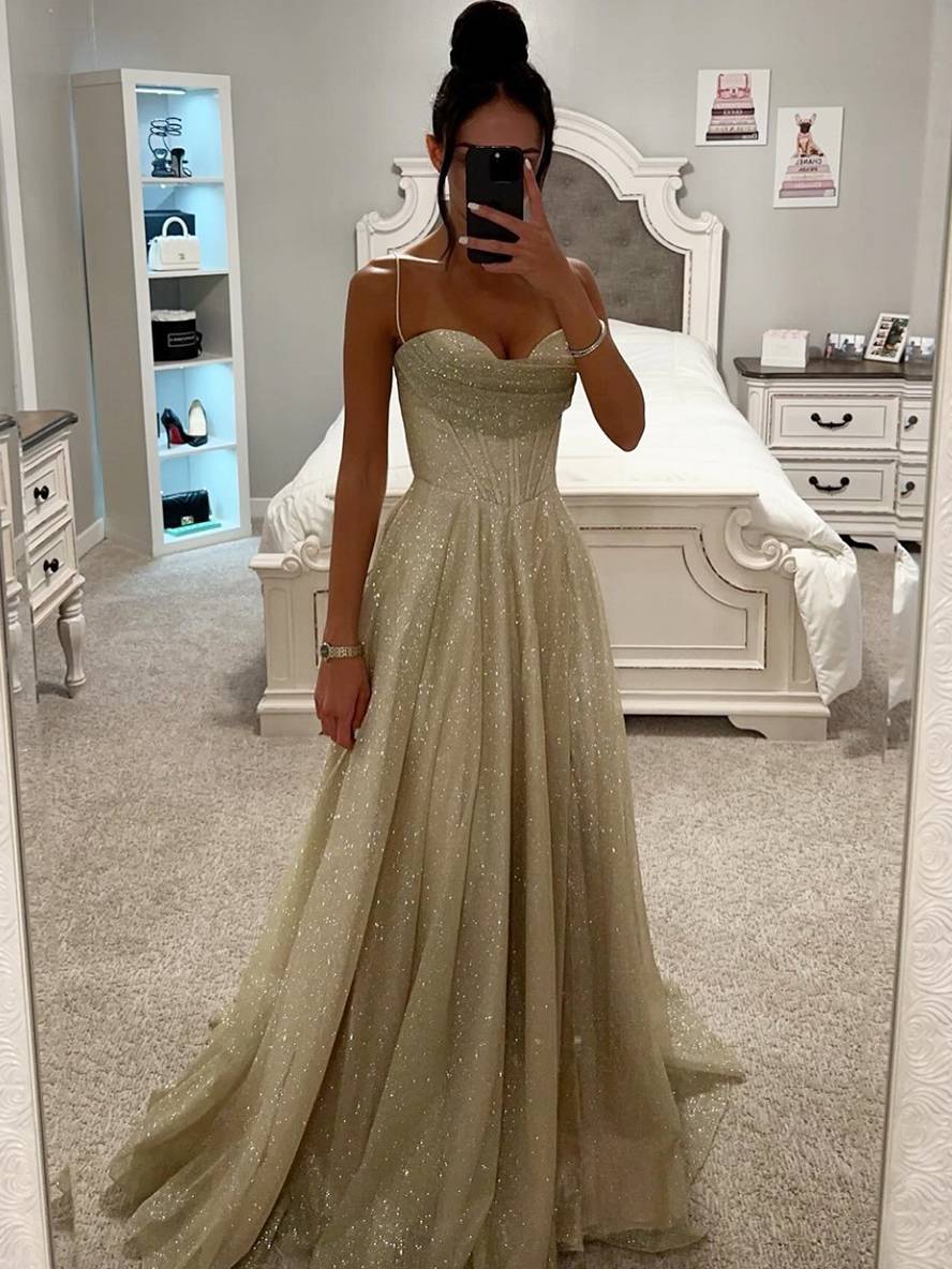 Lange Kleid Bräunung mit Feinern Trägern Ärmellos Damen Elegant Abend Zeremonie