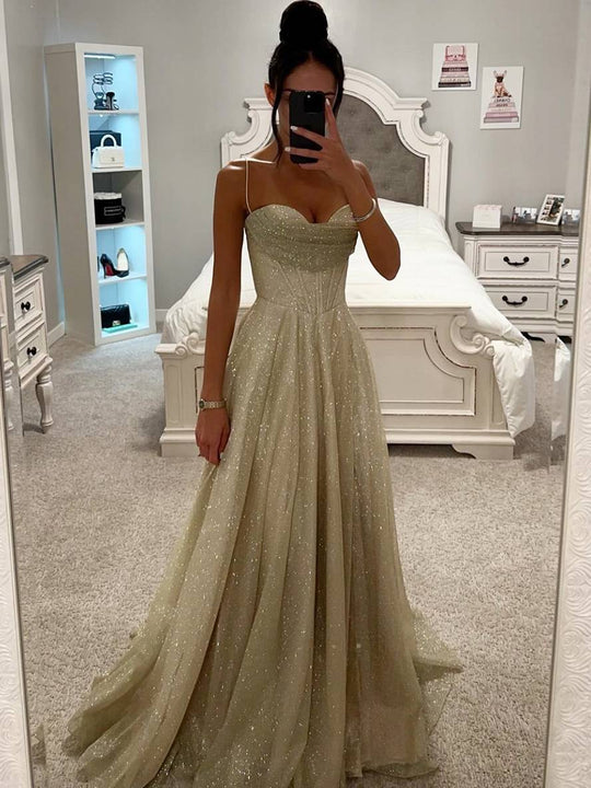 Lange Kleid Bräunung mit Feinern Trägern Ärmellos Damen Elegant Abend Zeremonie