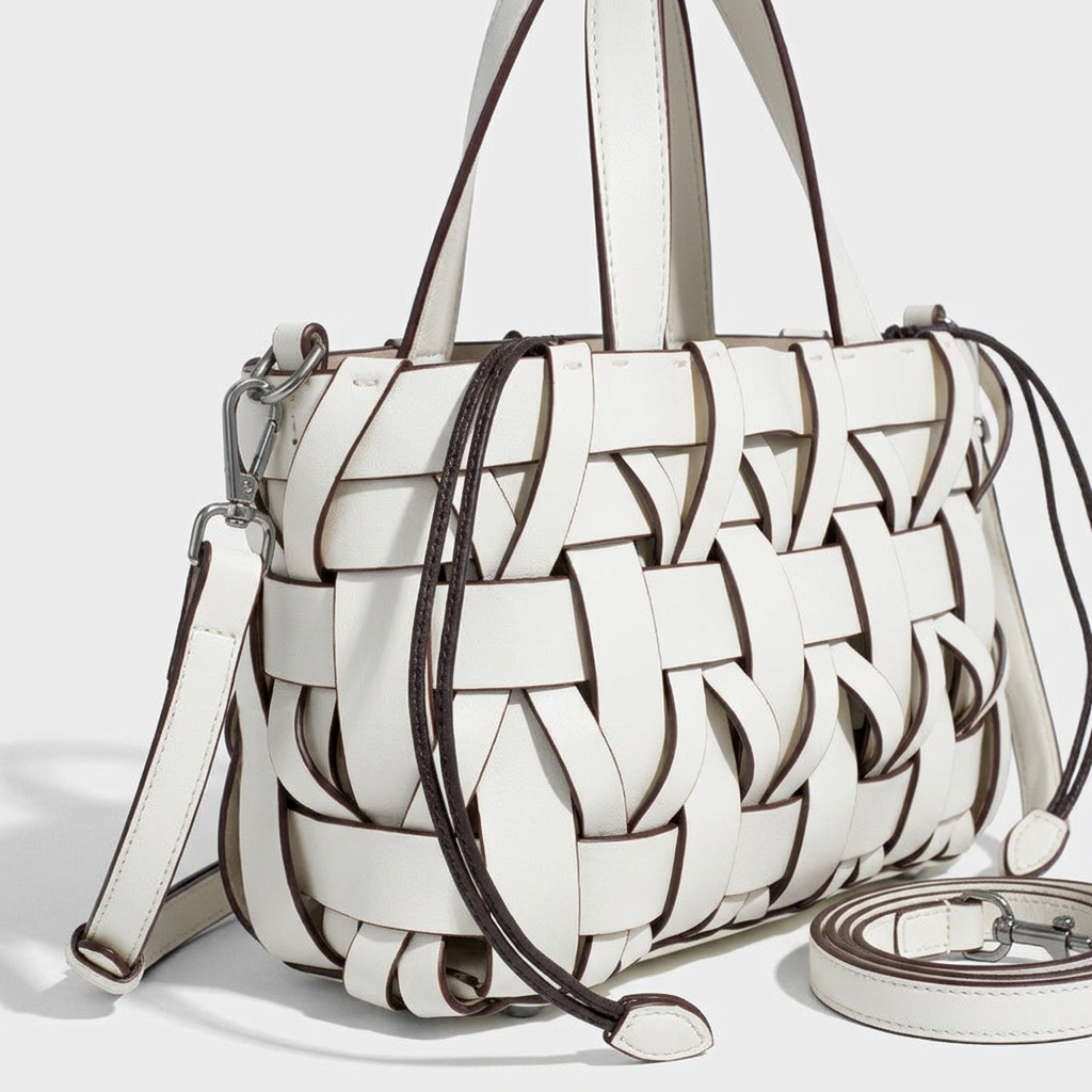 Nord Taschen | Gewebte vegane Leder-Schultertasche, Oberer Griff
