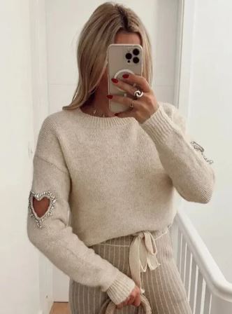 Nord Taschen | Mode LiNord Taschene Herz Ausgehöhlter Pullover