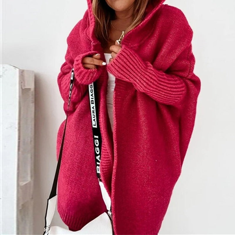 Rot Strickjacke mit Kapuze