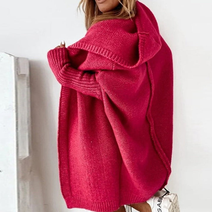 Rot Strickjacke mit Kapuze