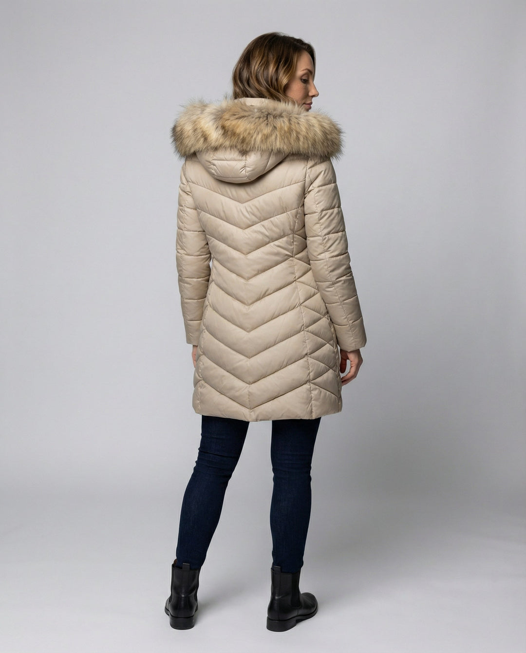 Daunenjacke Damen Fellkragen