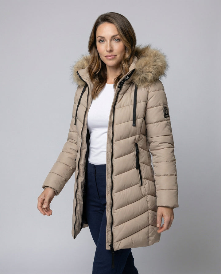 Daunenjacke Damen Fellkragen
