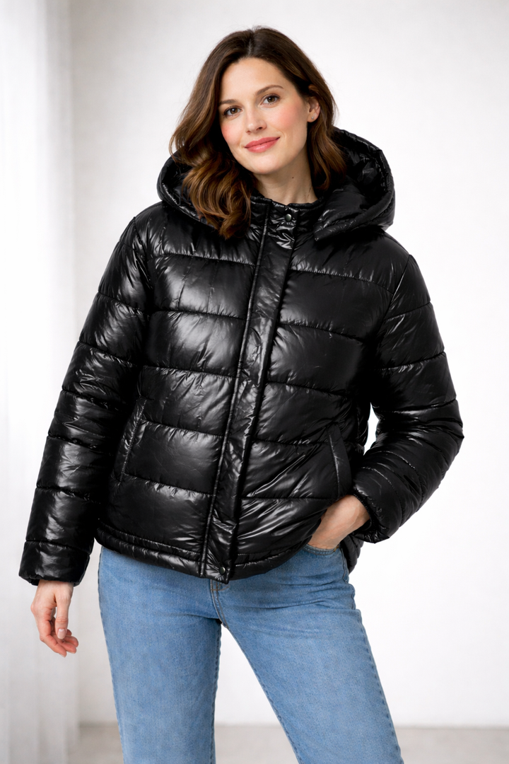 Nord Taschen | Damen Glänzende Pufferjacke mit Kapuze und Wattierung