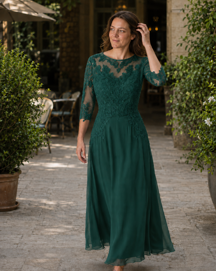 Nord Taschen Damen Abendkleid mit Spitzenoberteil und fließendem Rock