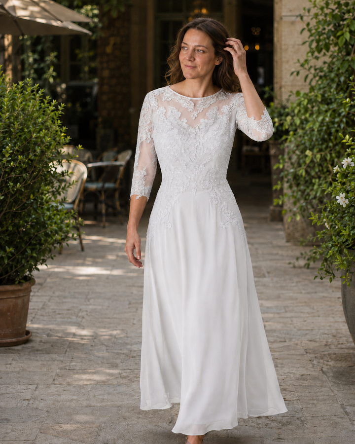Nord Taschen Damen Abendkleid mit Spitzenoberteil und fließendem Rock