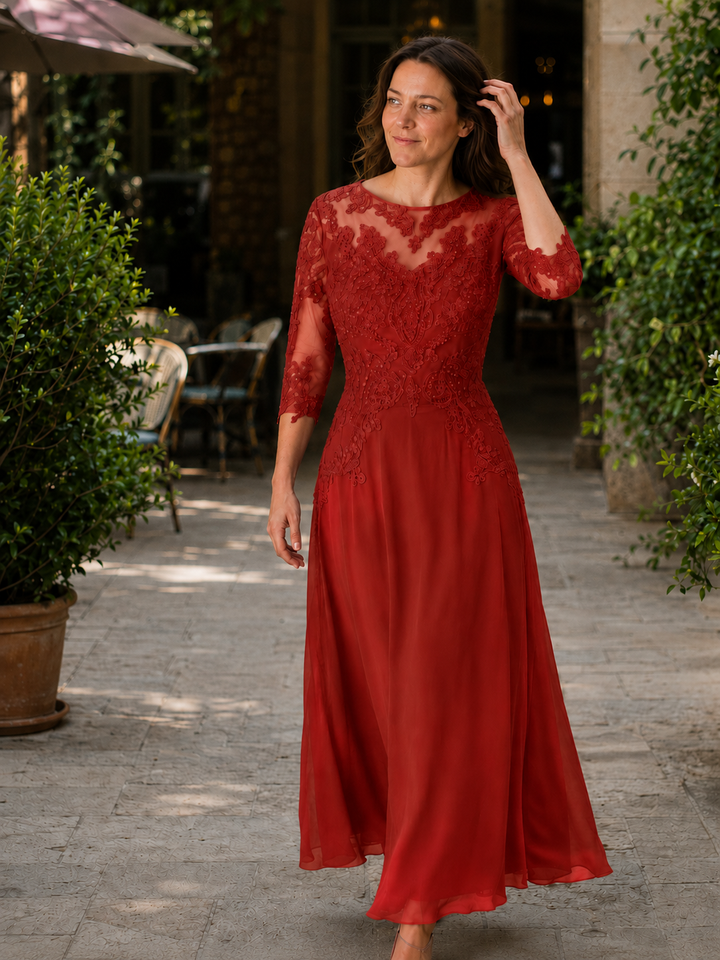 Nord Taschen Damen Abendkleid mit Spitzenoberteil und fließendem Rock