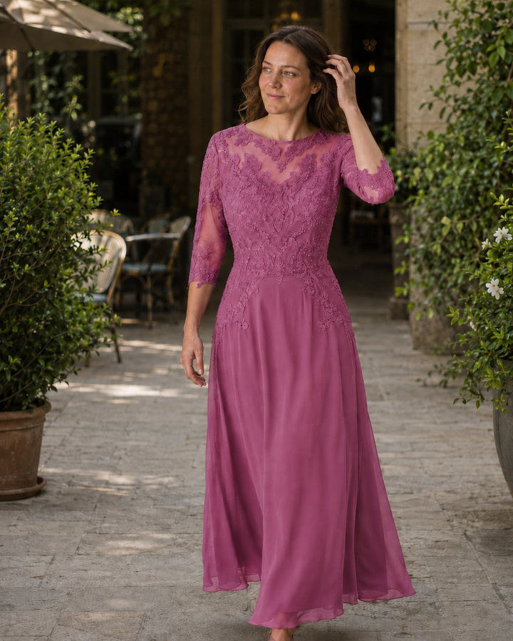 Nord Taschen Damen Abendkleid mit Spitzenoberteil und fließendem Rock