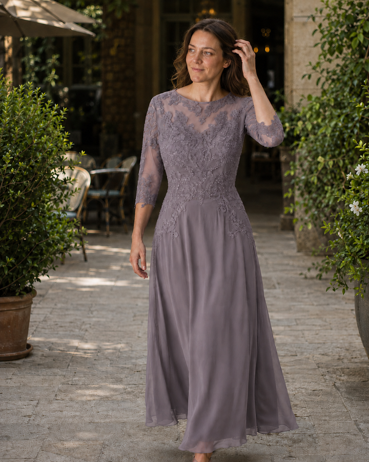 Nord Taschen Damen Abendkleid mit Spitzenoberteil und fließendem Rock