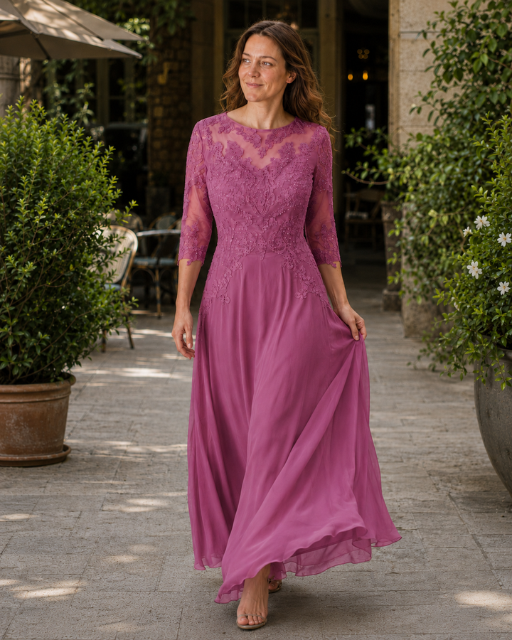 Nord Taschen Damen Abendkleid mit Spitzenoberteil und fließendem Rock