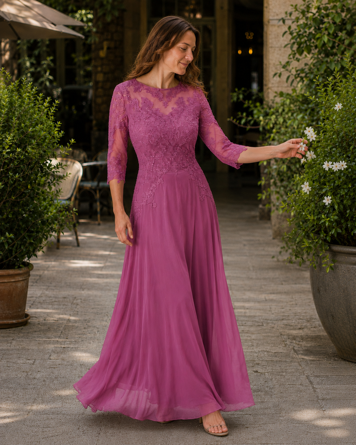 Nord Taschen Damen Abendkleid mit Spitzenoberteil und fließendem Rock