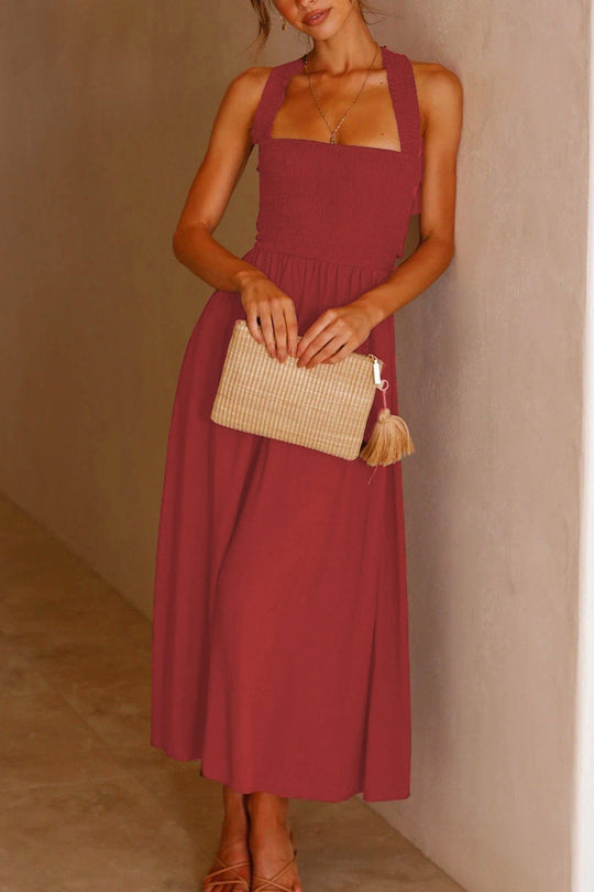Crisscross Tie-Back Midi Kleid - Vittorelli