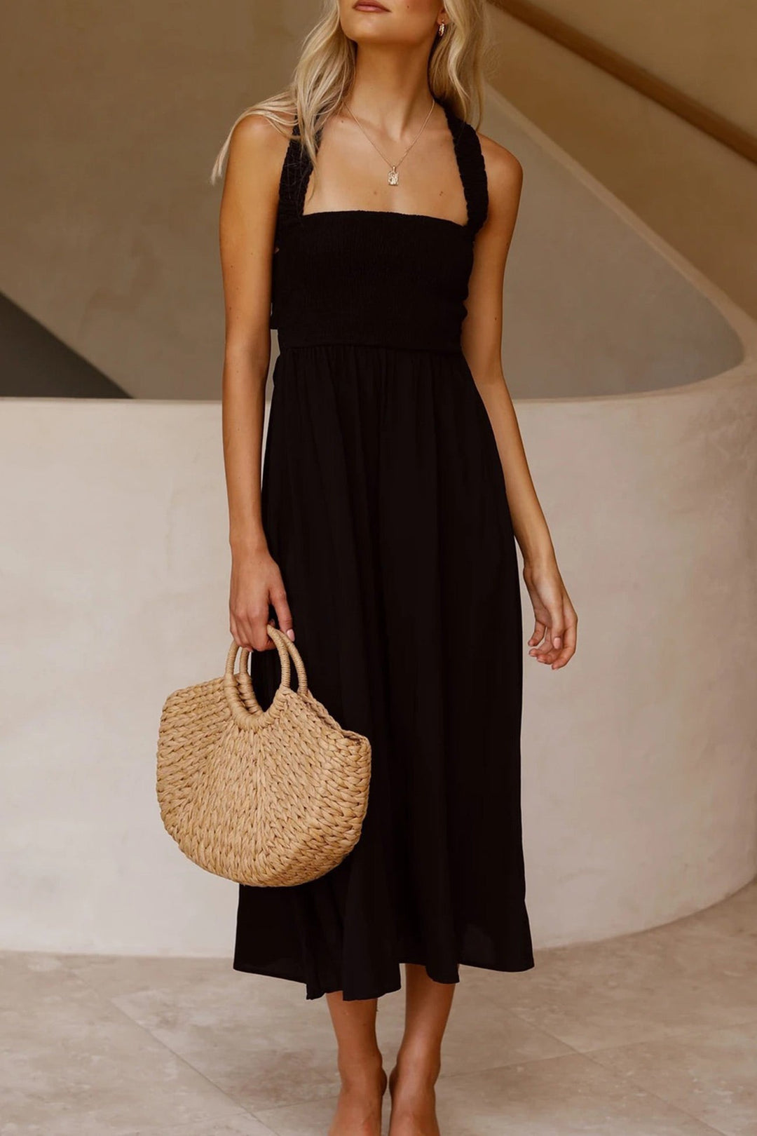 Crisscross Tie-Back Midi Kleid - Vittorelli