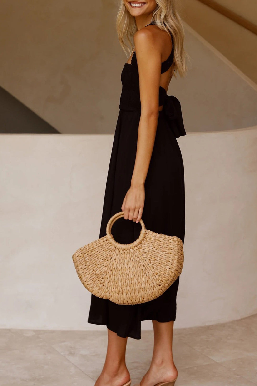 Crisscross Tie-Back Midi Kleid - Vittorelli