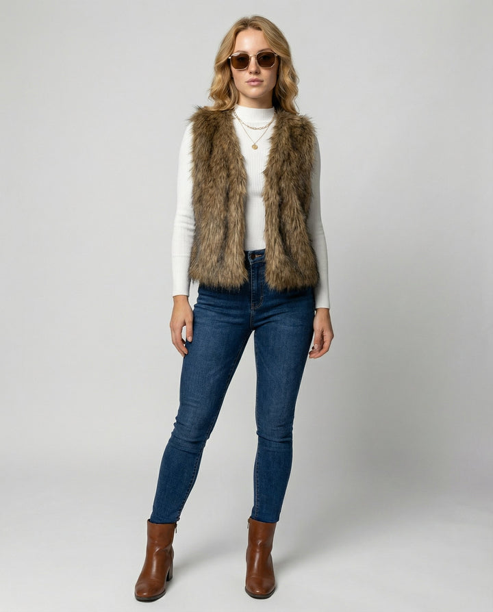 Faux Fur Weste Damen