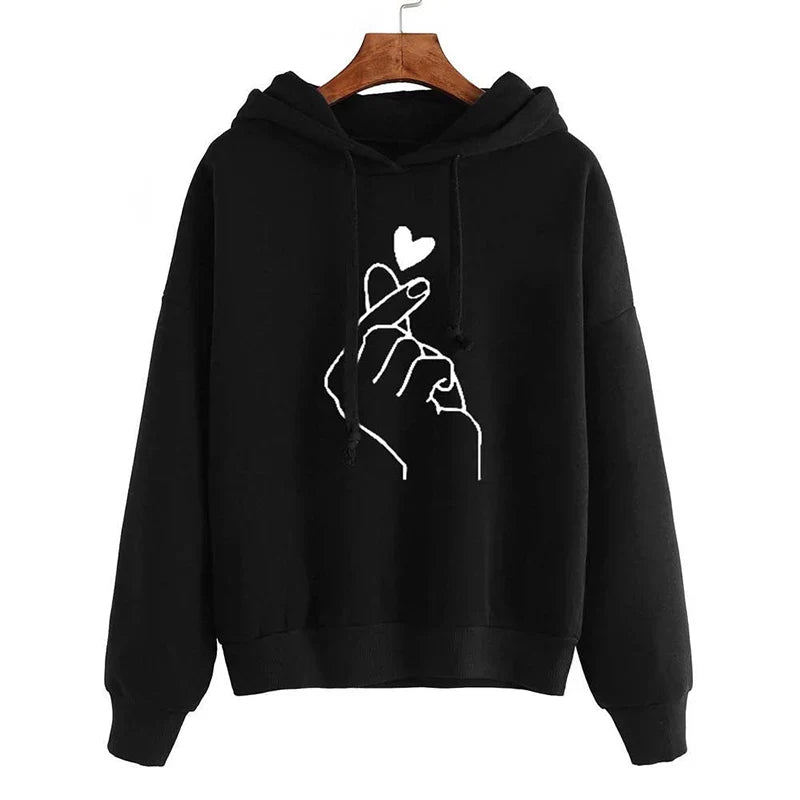 Hoodie Aus Fleece mit Fingerherz-Motiv