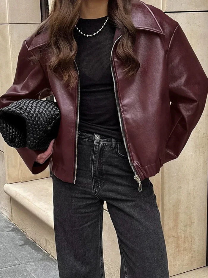 Hochwertige vegane Lederjacke für Frauen Maelle Avellé