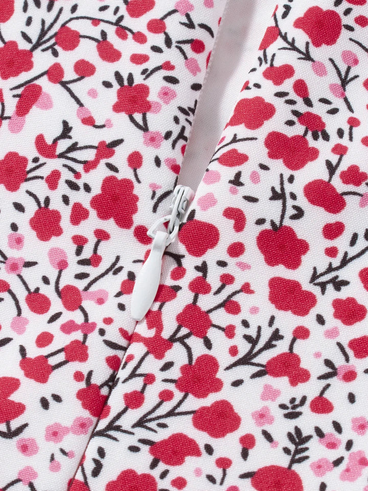Damen Sommer Rechteck-Ausschnitt Kleid Midi