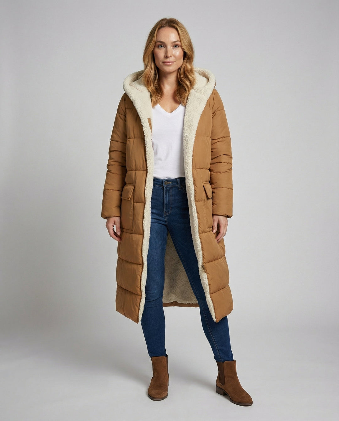 Wendbare Lange Damen Pufferjacke