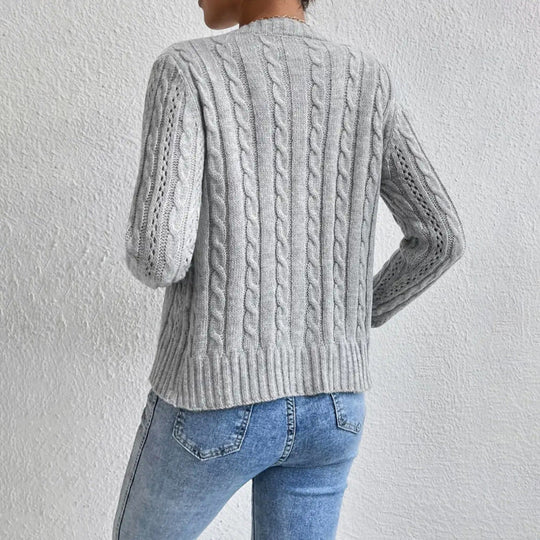 Damen Strickcardigan mit Kabelmuster und Knopfverschluss
