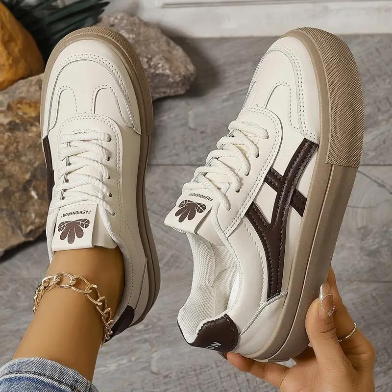 Damen Sneakers, Dicke Sohle, Schnürschuhe, Low Top Sneakers, Skate Schuhe