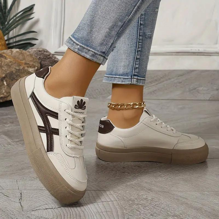 Damen Sneakers, Dicke Sohle, Schnürschuhe, Low Top Sneakers, Skate Schuhe