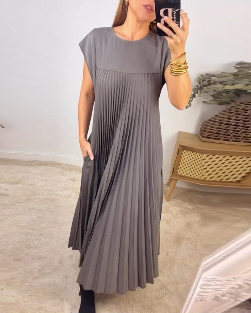 Elegantes Plissee-Kleid Einfarbig Ärmellos