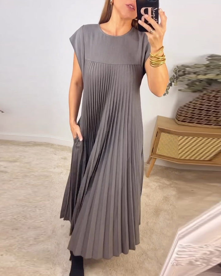 Elegantes Plissee-Kleid Einfarbig Ärmellos