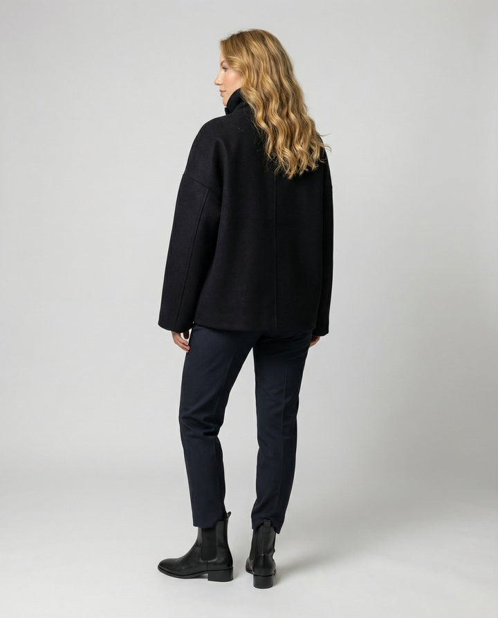 Oversized Wollmantel Damen Stehkragen