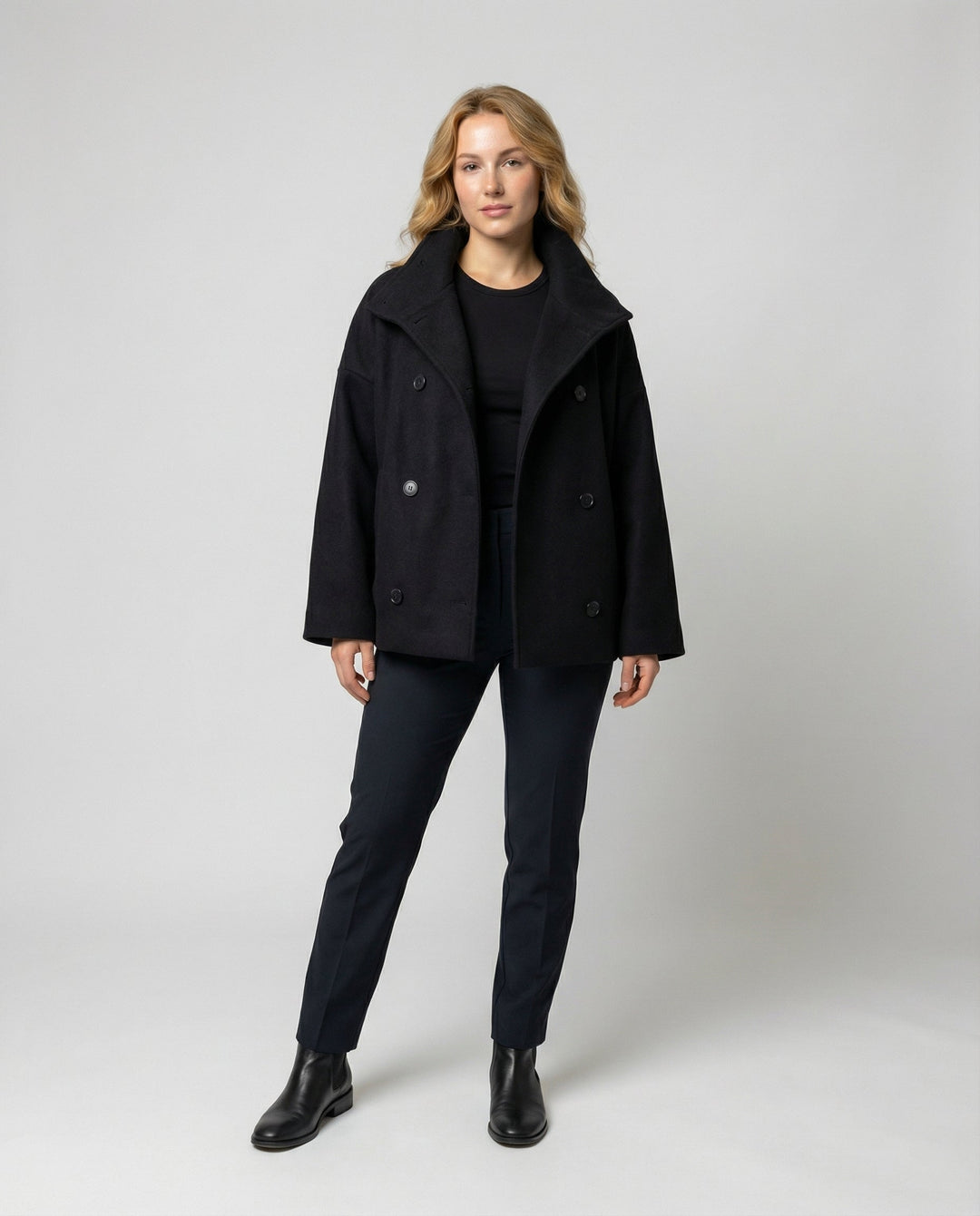 Oversized Wollmantel Damen Stehkragen