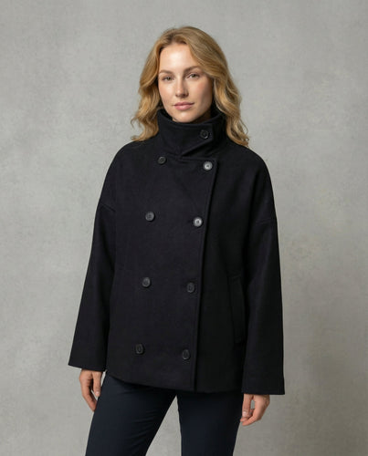 Oversized Wollmantel Damen Stehkragen